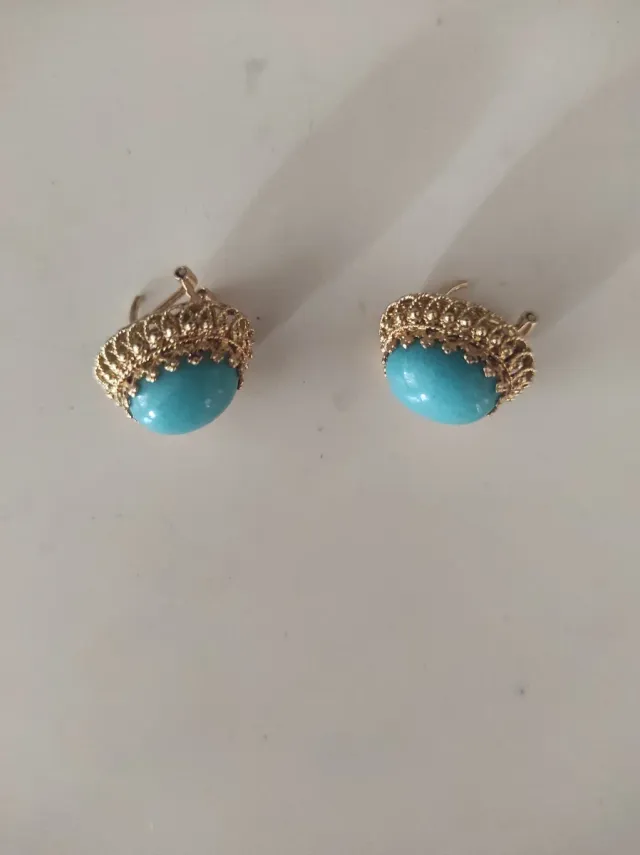 Pulsera y pendientes oro de 18 kts con turquesas