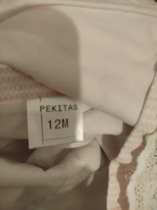 Vestido y gorrito niña 12 meses fabricado en Españ