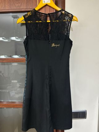 Vestido Desigual Negro y Turquesa