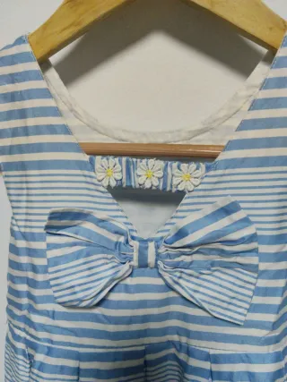 Vestido rayas celeste y blanco con lazo T4-5