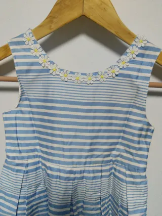 Vestido rayas celeste y blanco con lazo T4-5
