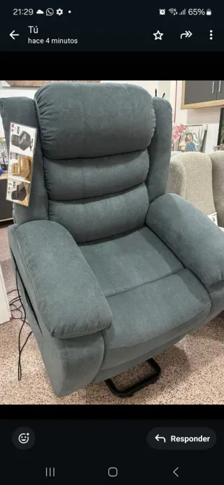 Sillón Relax,reclinable, Eléctrico, Azul petróleo.