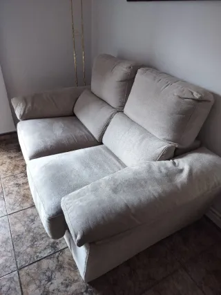 Sofá 2 plazas beige/gris