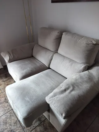 Sofá 2 plazas beige/gris
