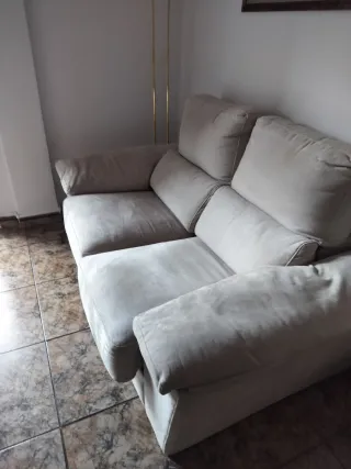 Sofá 2 plazas beige/gris