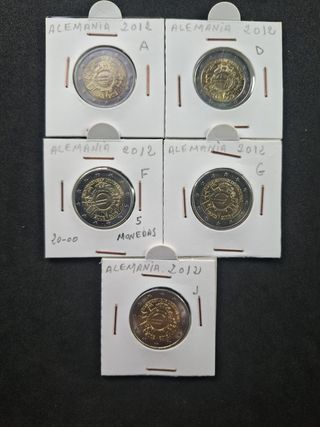 2€ Alemania 2012 - 10 años Euro (A D F G J)