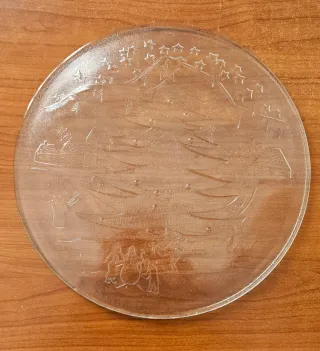 Piatto Natale Vetro Decorato Vintage