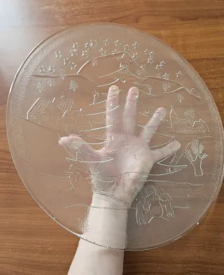 Piatto Natale Vetro Decorato Vintage