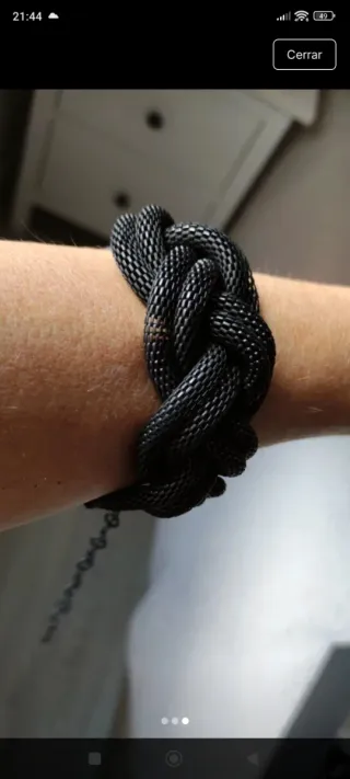 Pulsera negra cota de malla trenzada