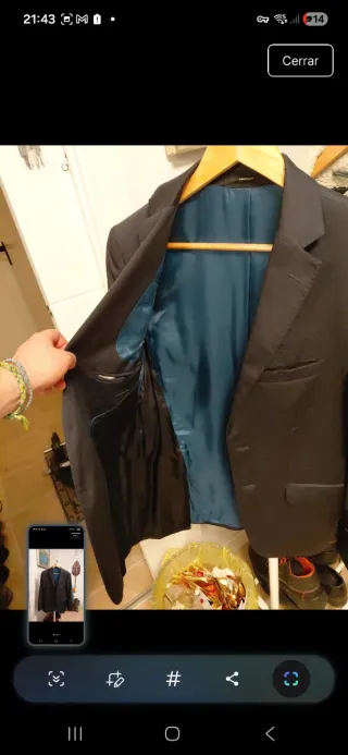 Chaqueta Traje S Massimo Dutti Negra