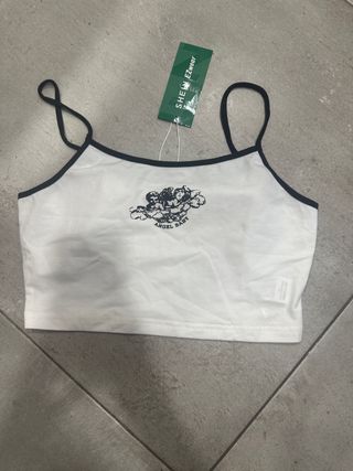 Top SHEIN EZWear blanco Angel Baby
