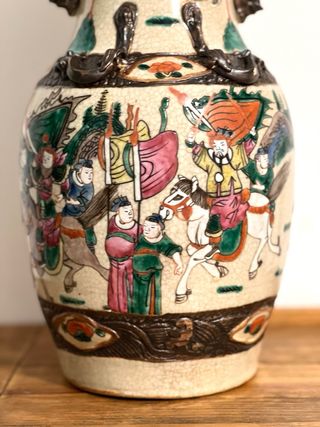 Gran Jarrón Nankin Porcelana China Siglo XIX