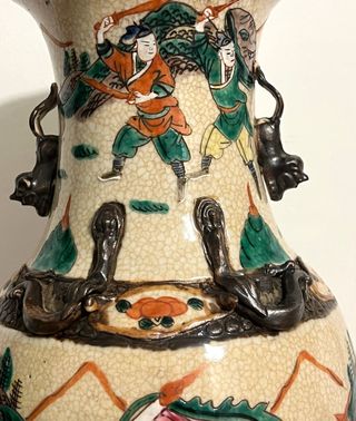 Gran Jarrón Nankin Porcelana China Siglo XIX