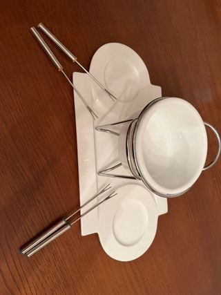 Set Fondue Metal y Porcelana