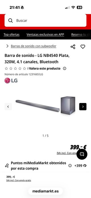 Barra de Sonido LG NB4540