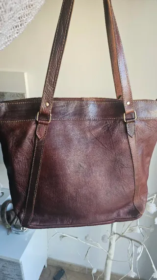 Bolso shopper de piel marrón