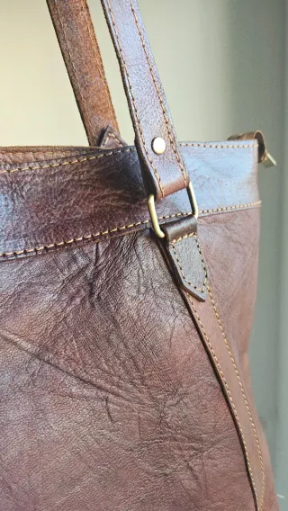 Bolso shopper de piel marrón