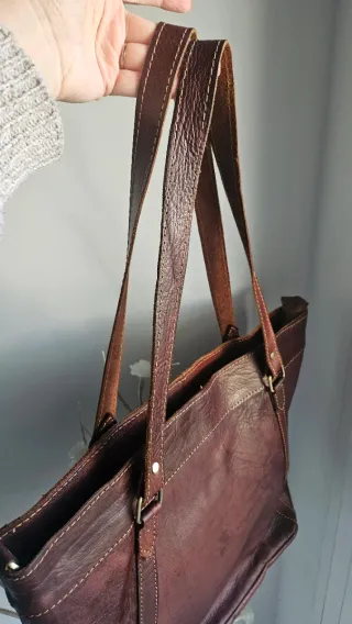 Bolso shopper de piel marrón