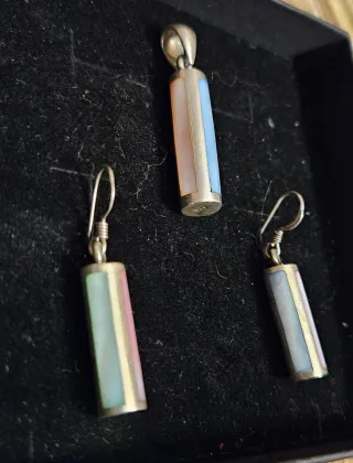 Conjunto Plata Nacar Pendientes y Colgante