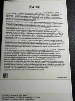 Scatola vuota iPhone XS Gold 64GB originale