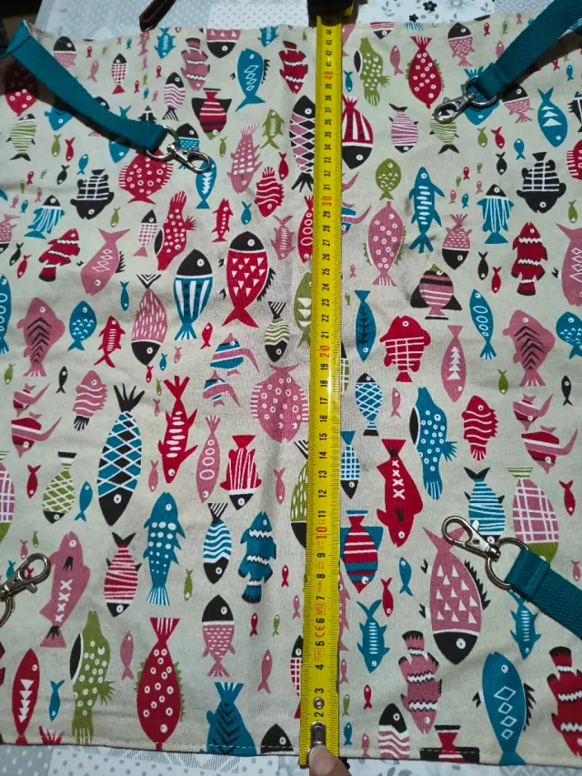 Hamaca para gatos beige azul peces