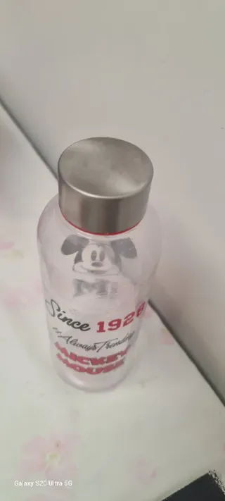 Garrafa Mickey Disney Prata e Transparente