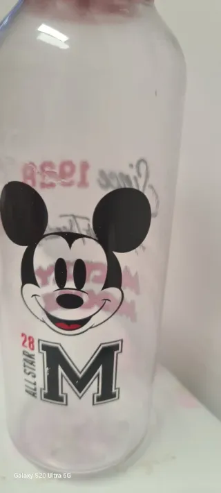 Garrafa Mickey Disney Prata e Transparente