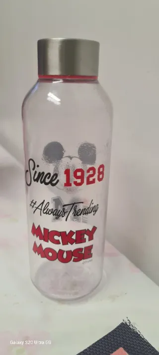 Garrafa Mickey Disney Prata e Transparente