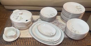 Vajilla Vintage Porcelana Flores Plateadas