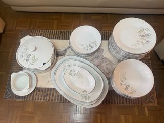 Vajilla Vintage Porcelana Flores Plateadas