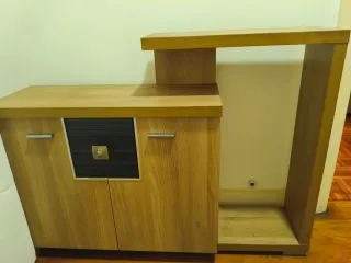 Mueble de entrada madera y cristal