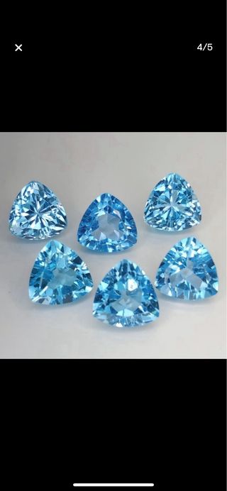6 Topacios Azules 18.76 ct Corte Triángulo