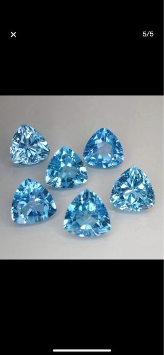 6 Topacios Azules 18.76 ct Corte Triángulo