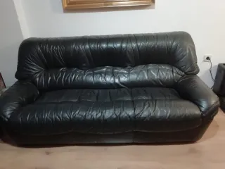 Sofá 3 plazas piel negro