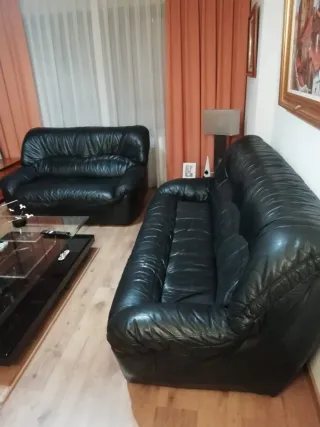 Sofá 3 plazas piel negro
