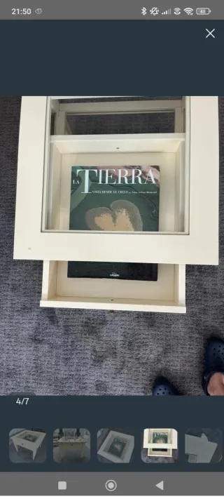 Mesa de centro cristal y madera beige