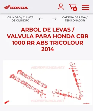 Árboles de levas Honda CBR 1000RR