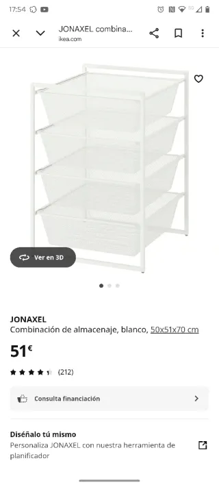 Cajonera Metálica Blanca Ikea Jonaxel nueva