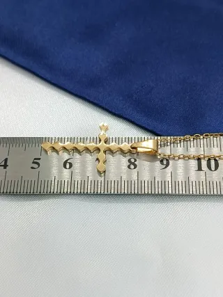 Cadena y Colgante Cruz Acero Inoxidable Dorado