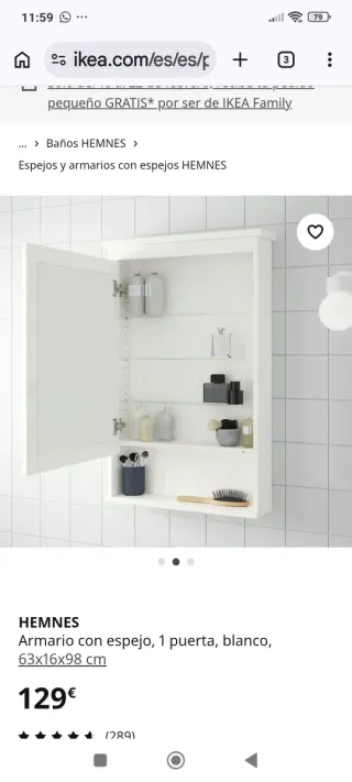 Mueble de baño Ikea hemnes con espejo