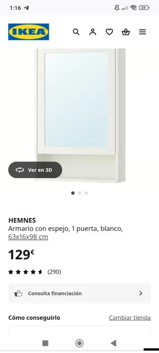 Mueble de baño Ikea hemnes con espejo