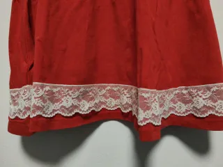 Traje algodón niña T8 rojo y blanco