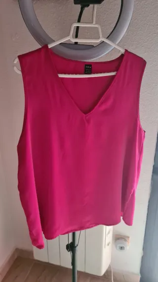 Blusa SHEIN Rosa V-Neck Sin Mangas