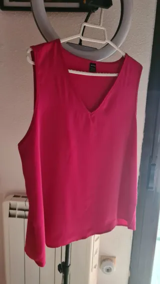 Blusa SHEIN Rosa V-Neck Sin Mangas