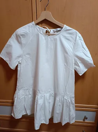 Camisa Zara Peplum Blanca Talla S