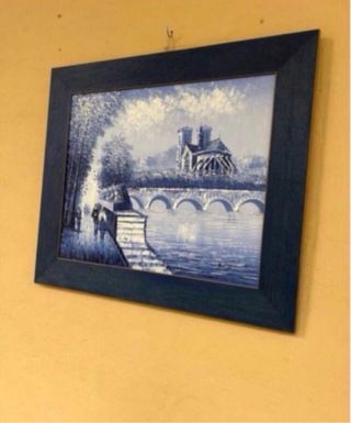 Cuadro Óleo París Puente y Catedral