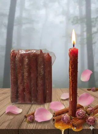 Vela herborea de azucar moreno,canela,miel y rosas