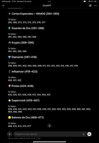 Faltas Adrenalyn XL (Solo cambio)