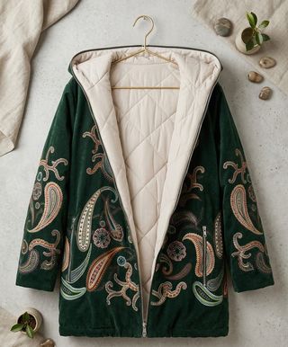 Chaqueta/Parka verde con estampado paisley