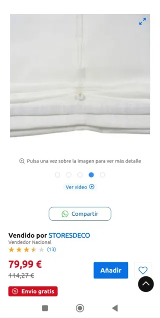 Estor Traslúcido Blanco 120x175cm